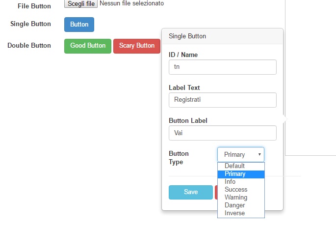 personalizzazione pulsanti in Bootstrap Form Builder